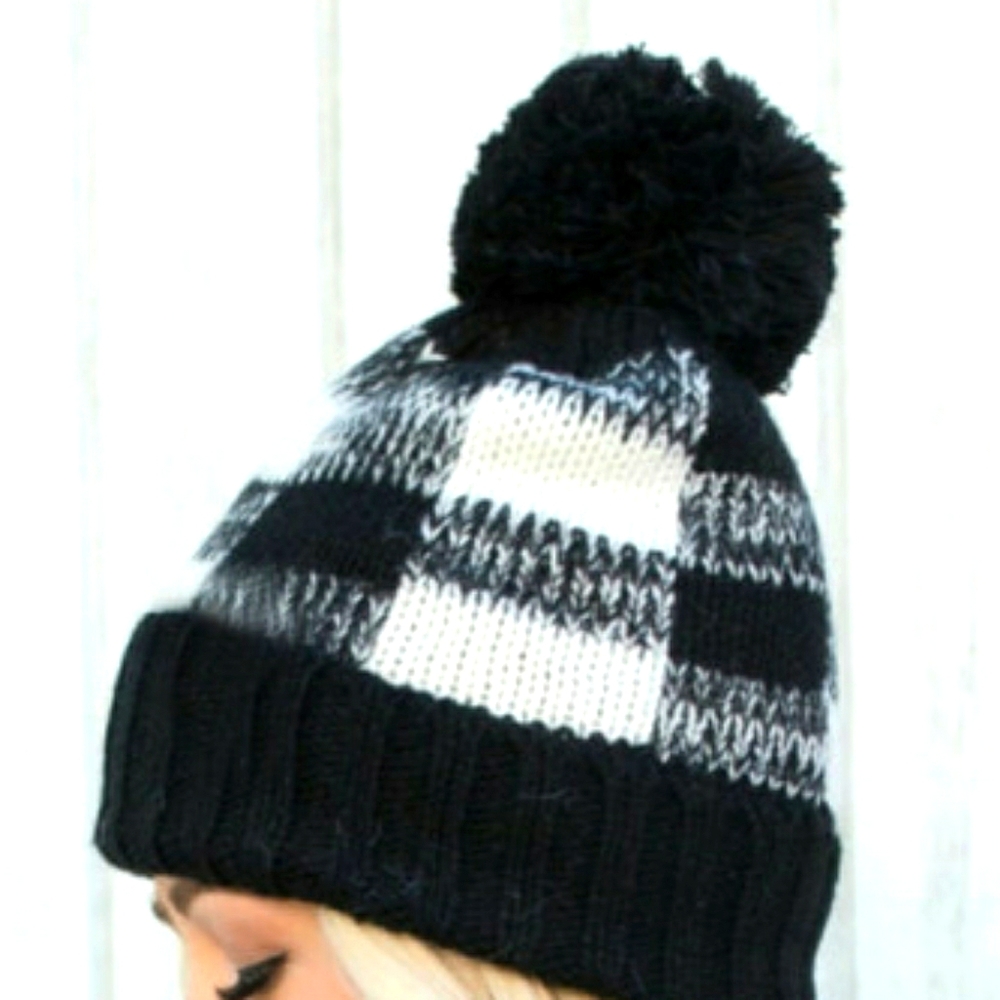 Black Buffalo Plaid Beanie